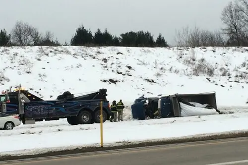 overturned truck but packaging holds