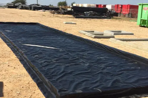 foam berm ready for frac tank