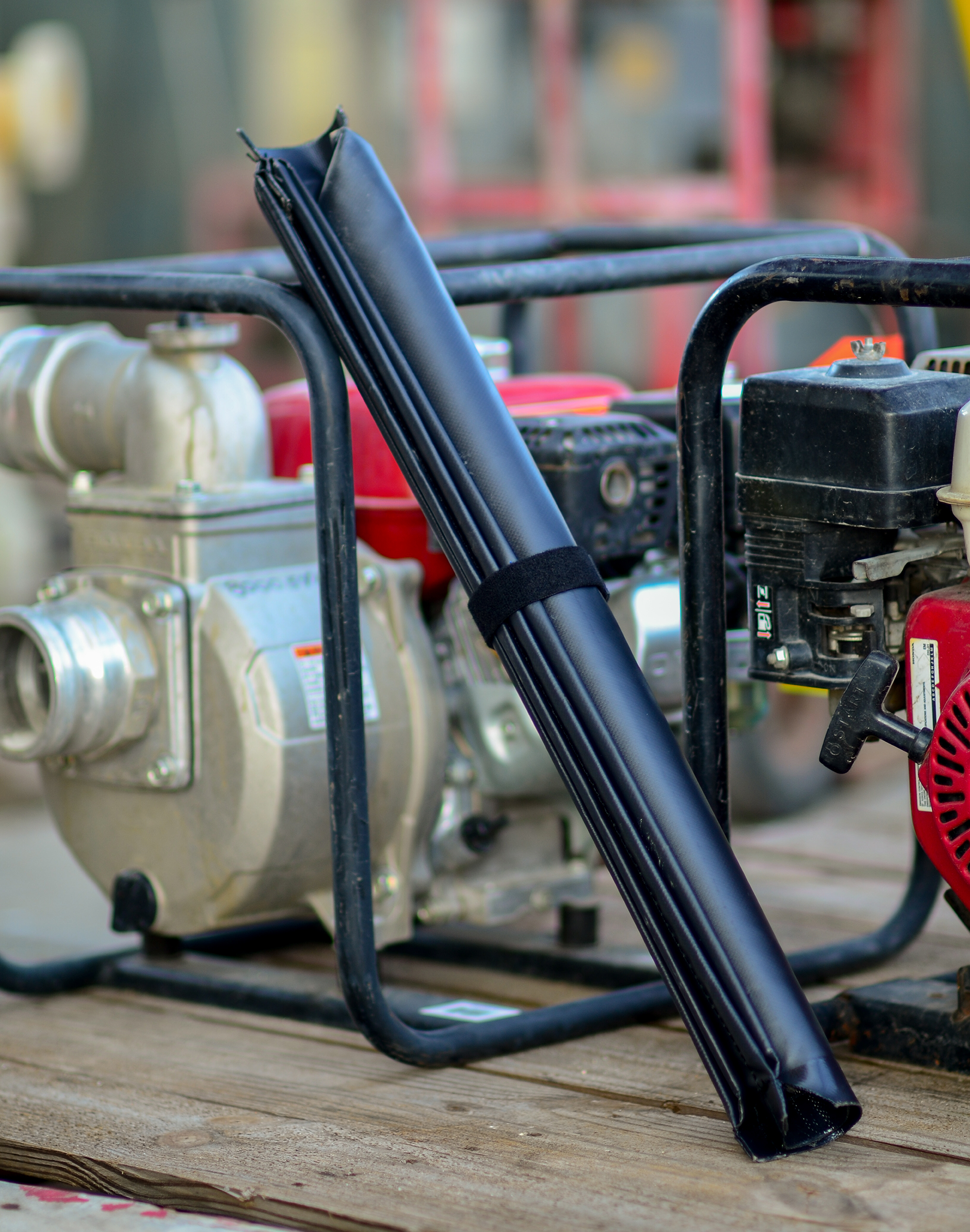 [I] BermPac- Collapsible Berm Rolled Standing By Pump